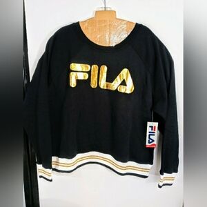 Fila Marigold Crew Sweatshirt 3XL Pullover Black Gold Logo